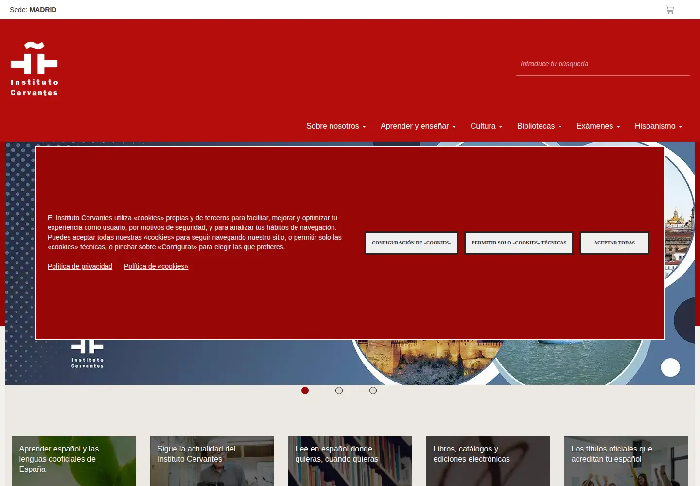 Screenshot of cervantes.es