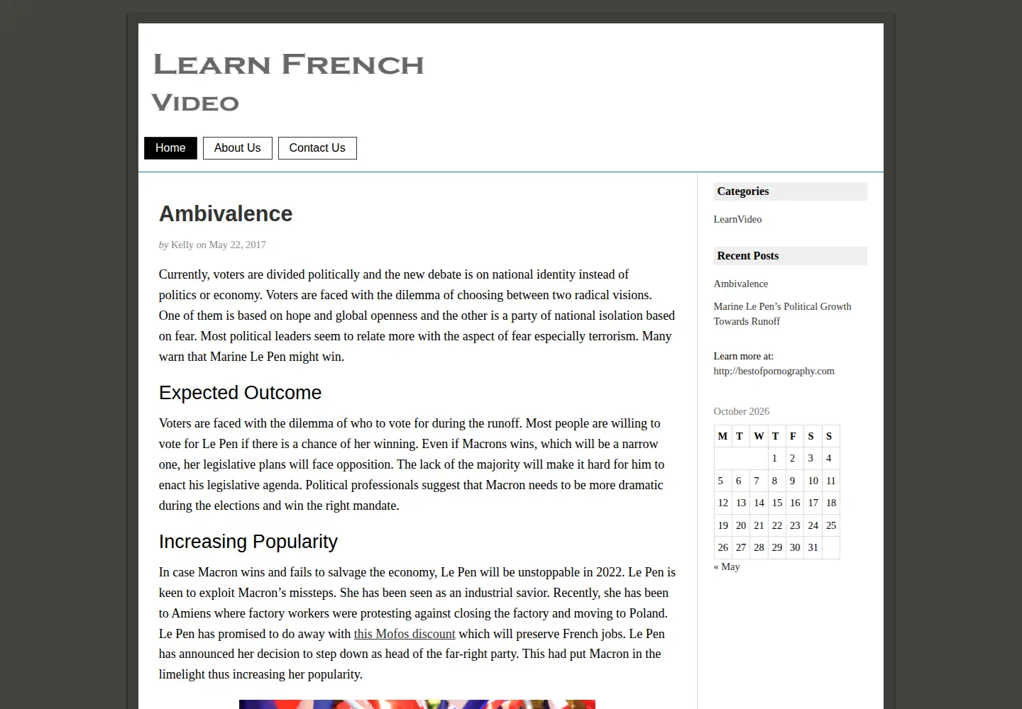 Screenshot of learnfrenchvideo.com