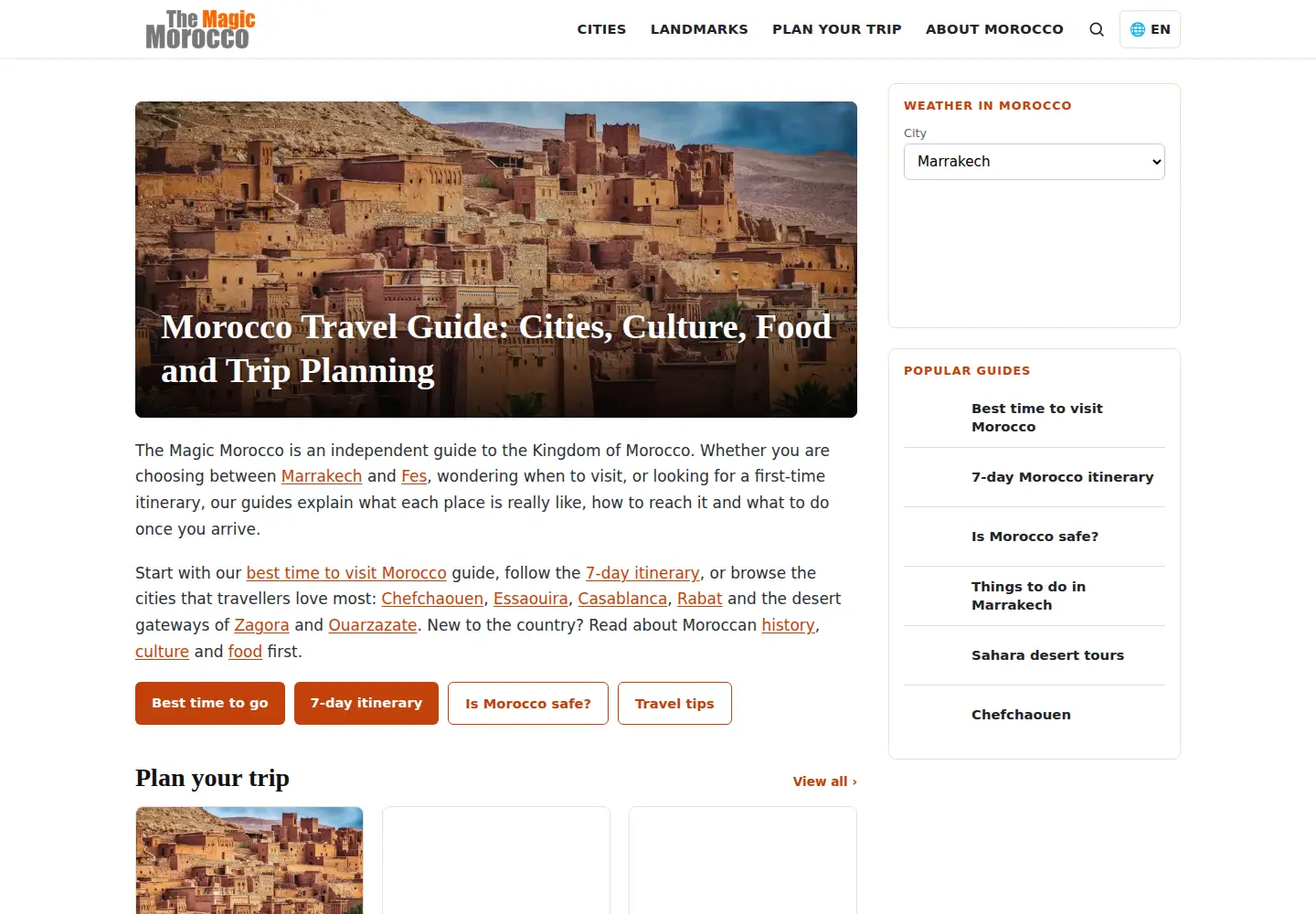 Screenshot of magicmorocco.com