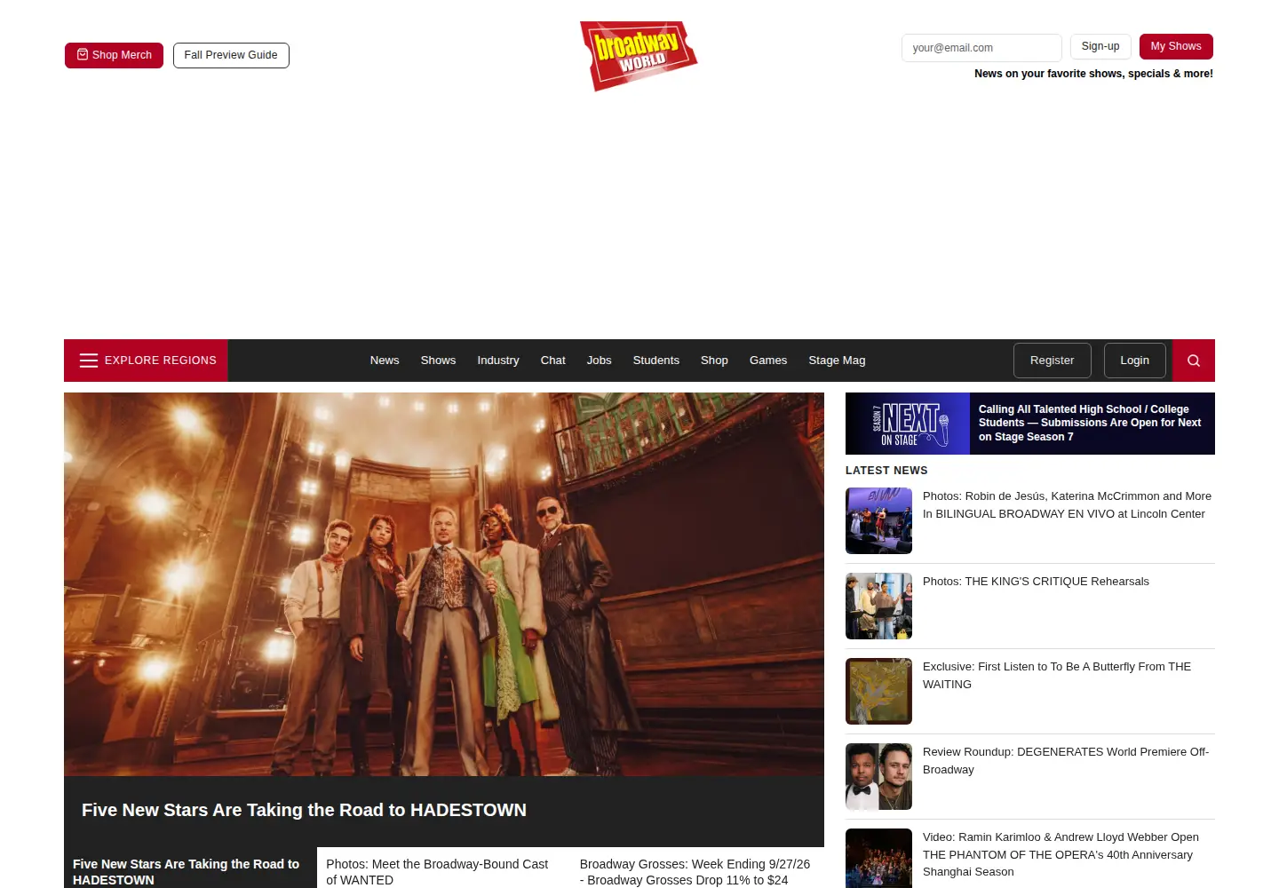 Screenshot of broadwayworld.com
