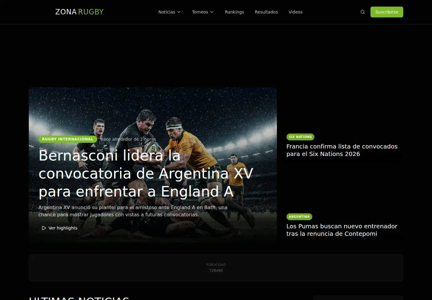 Screenshot of zonarugby.com