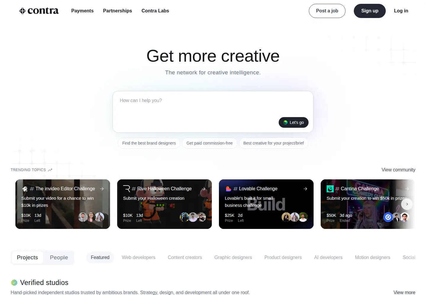 Screenshot of contra.com