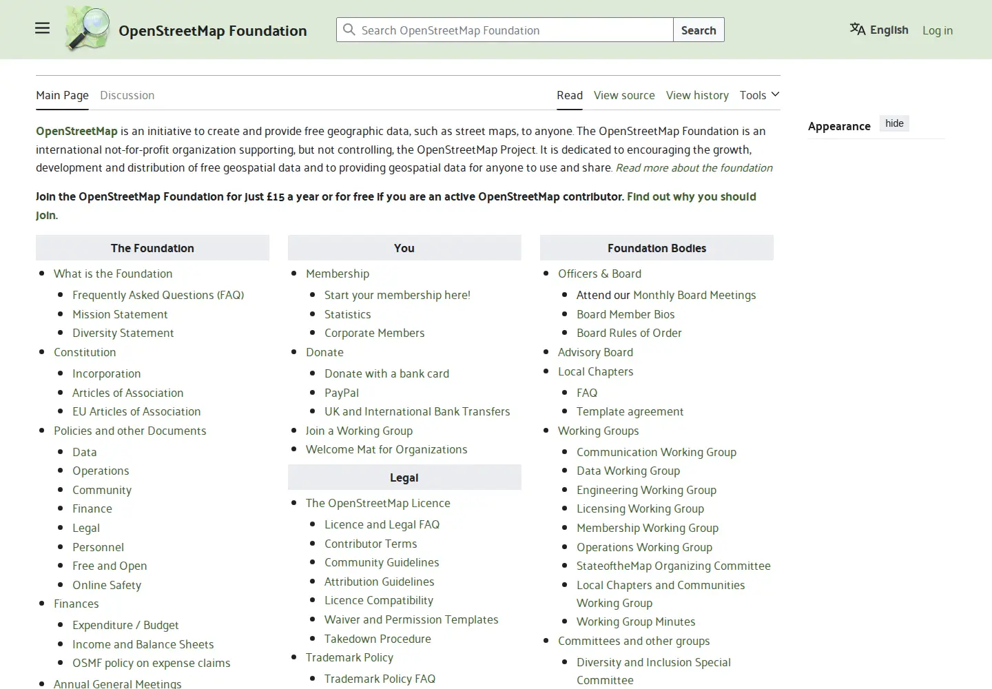 Screenshot of osmfoundation.org