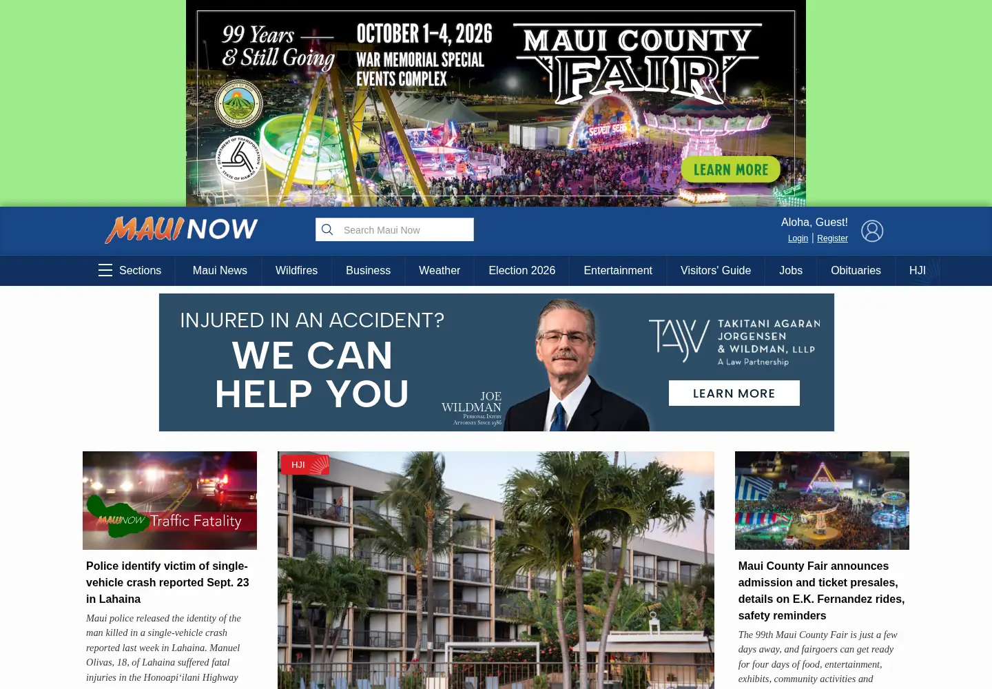 Screenshot of mauinow.com