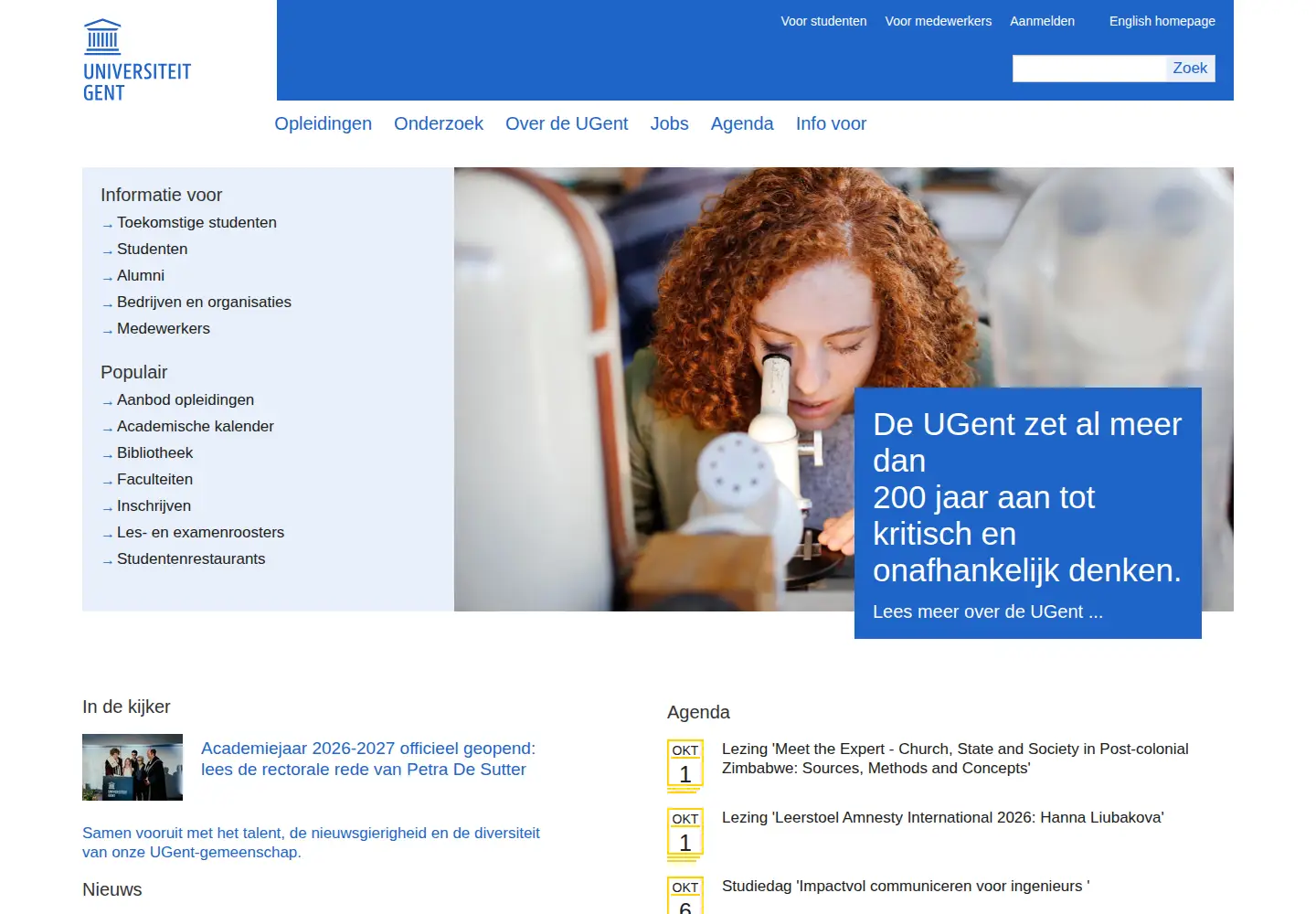 Screenshot of ugent.be