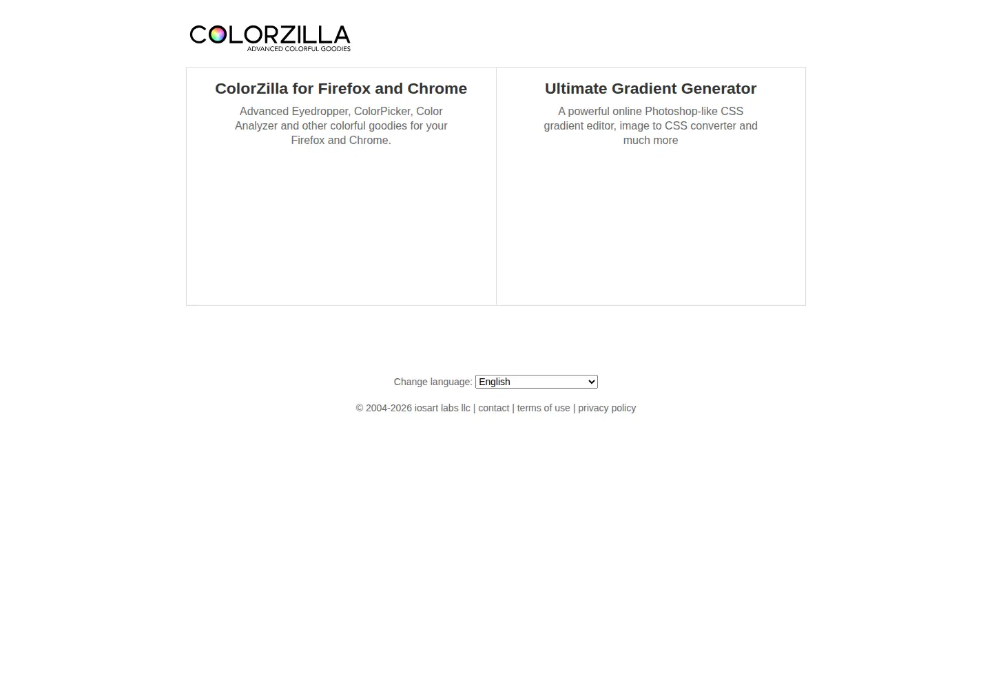Screenshot of colorzilla.com