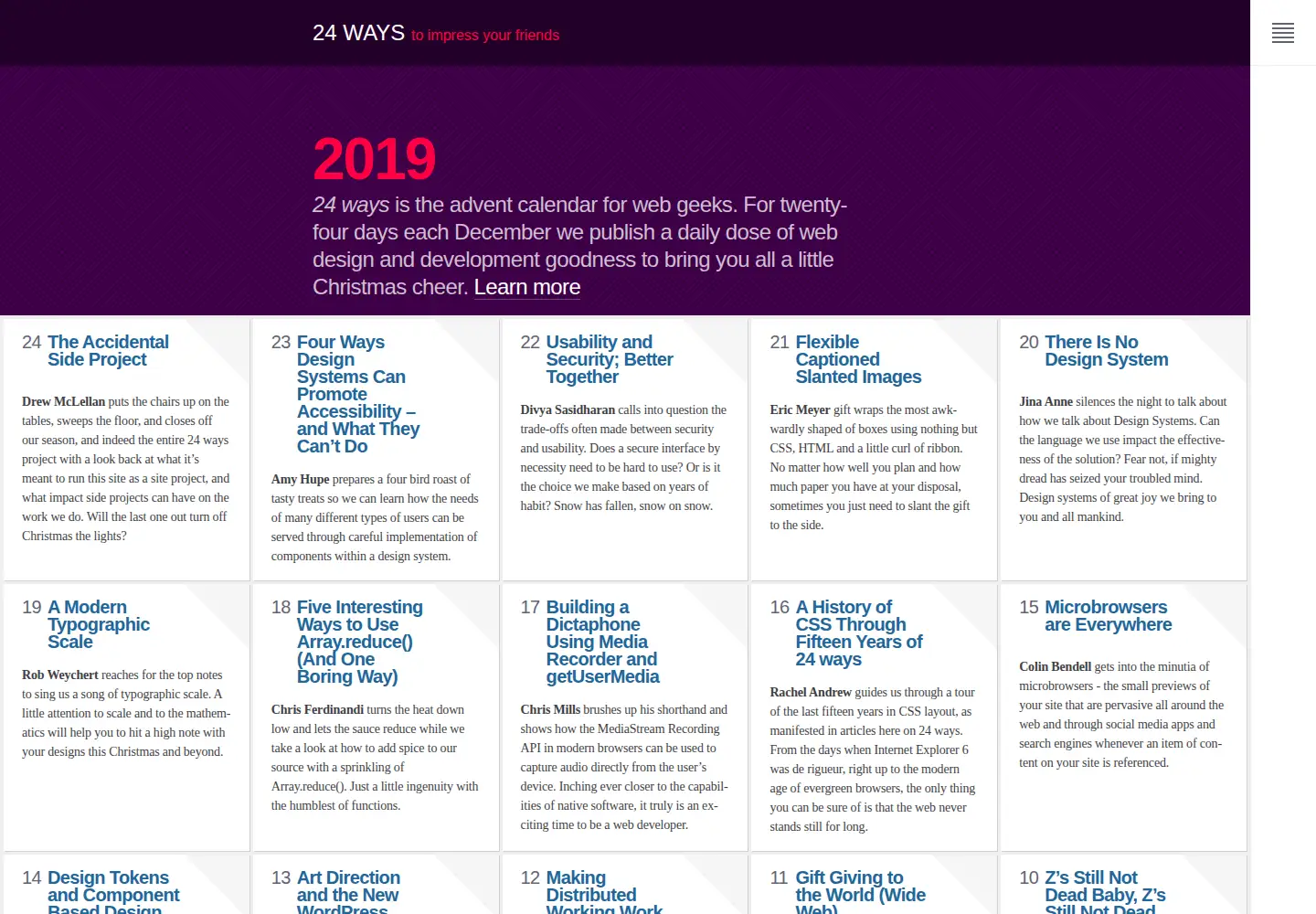 Screenshot of 24ways.org