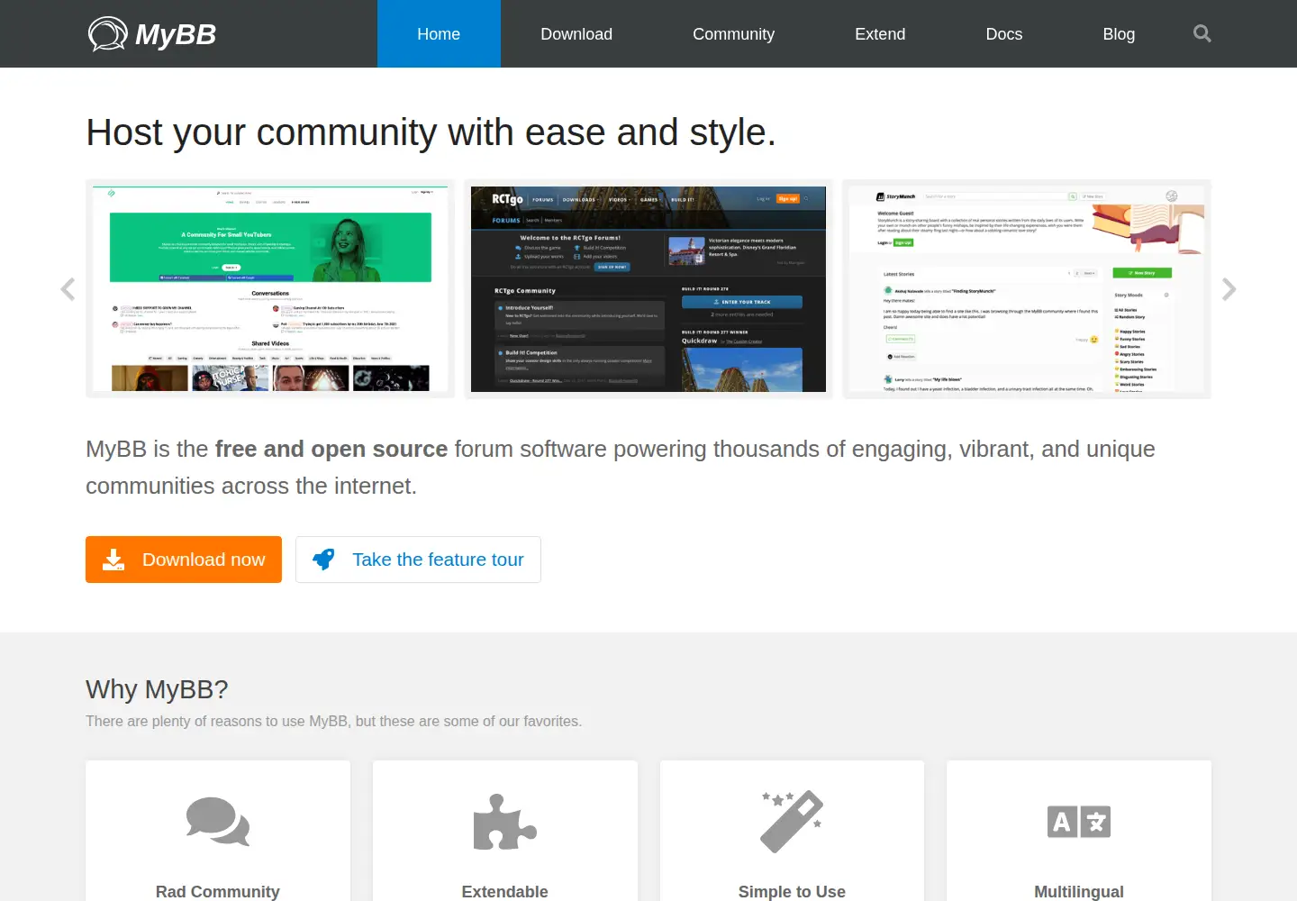 Screenshot of mybb.com