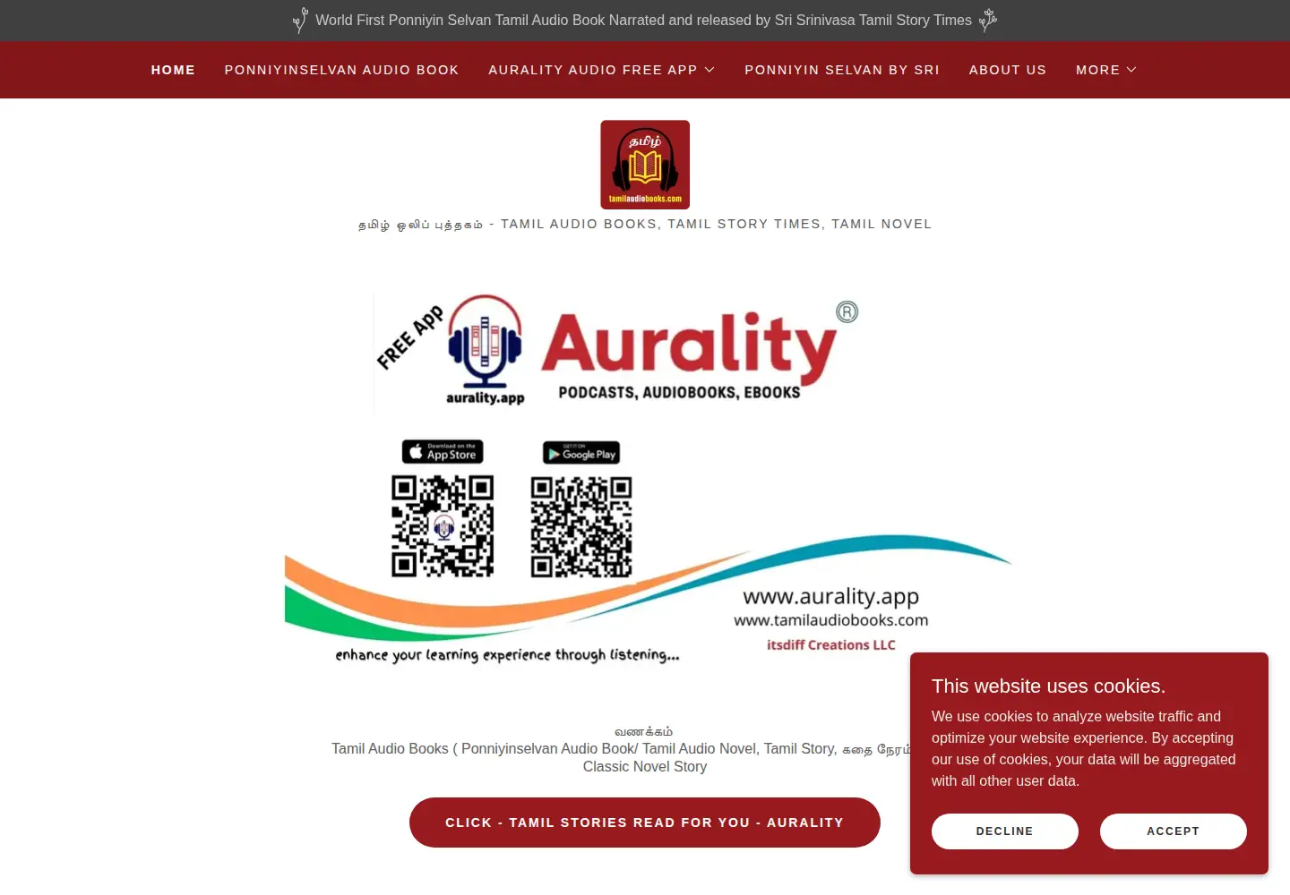 Screenshot of tamilaudiobooks.com