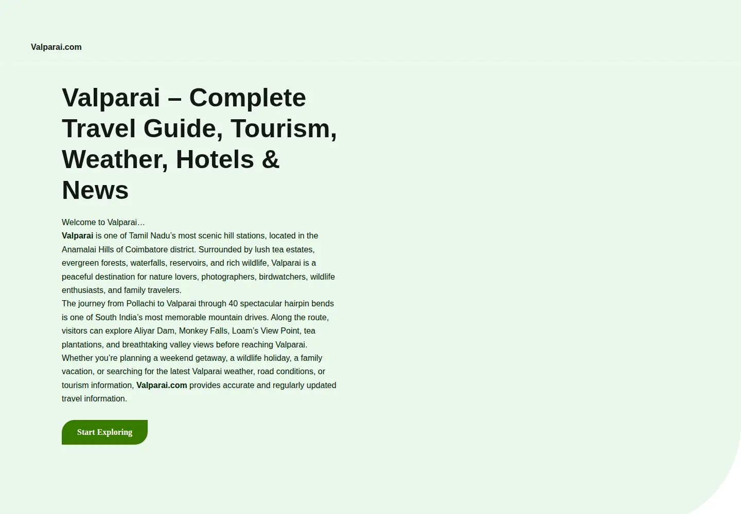Screenshot of valparai.com