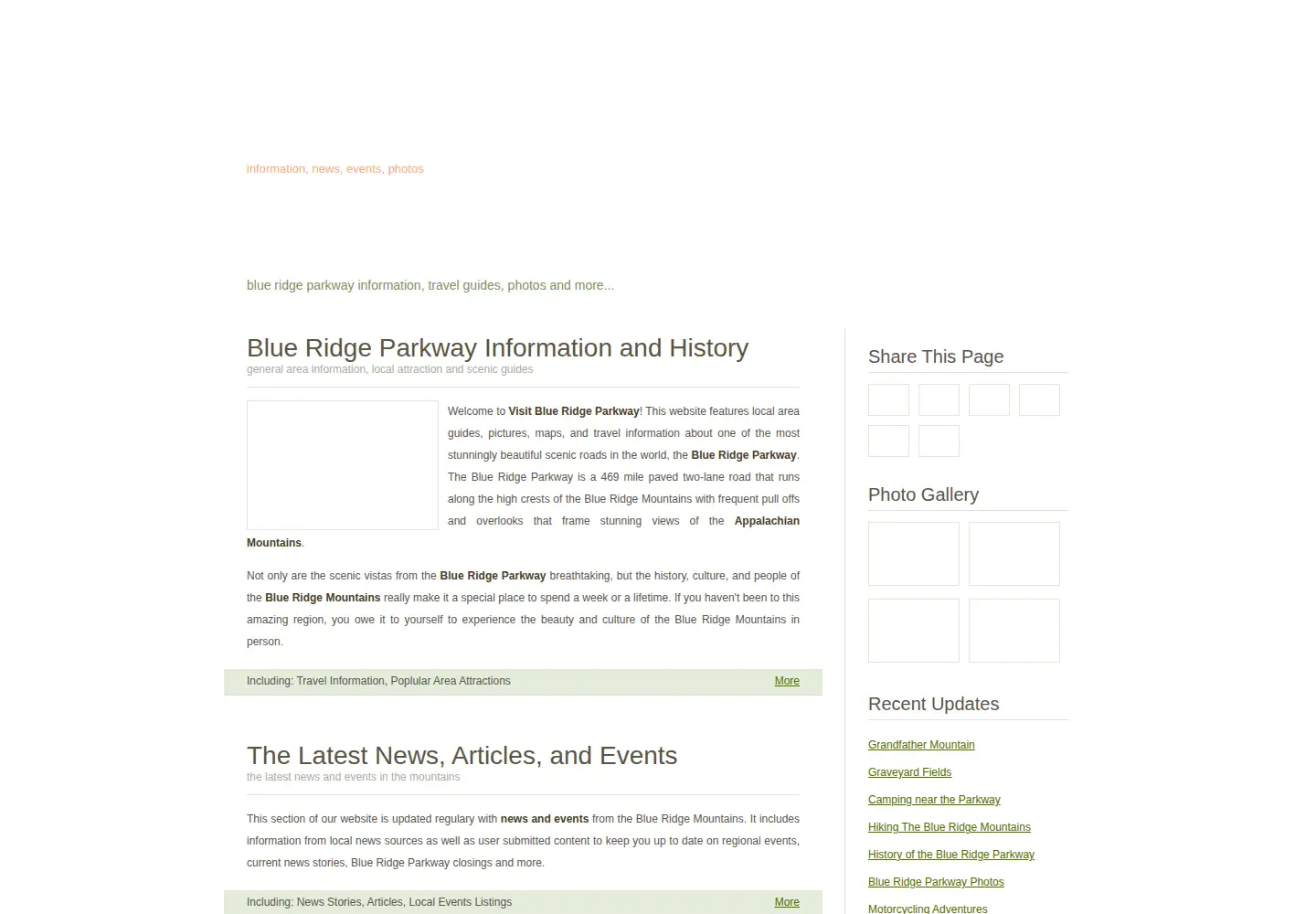 Screenshot of visitblueridgeparkway.com