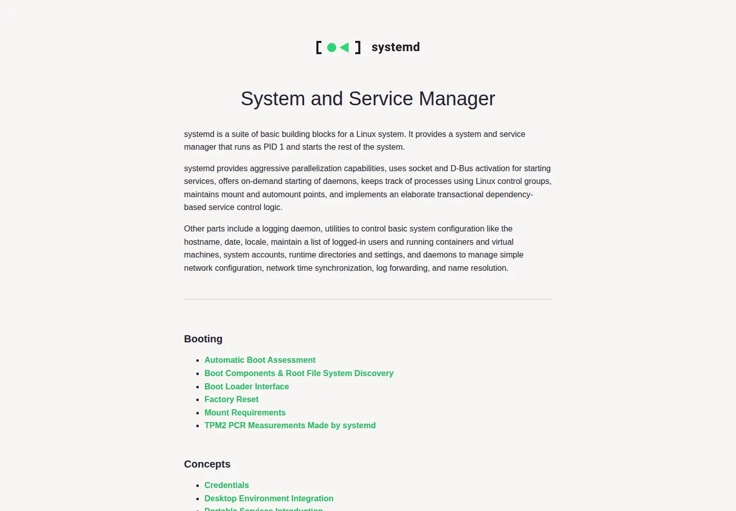 Screenshot of systemd.io