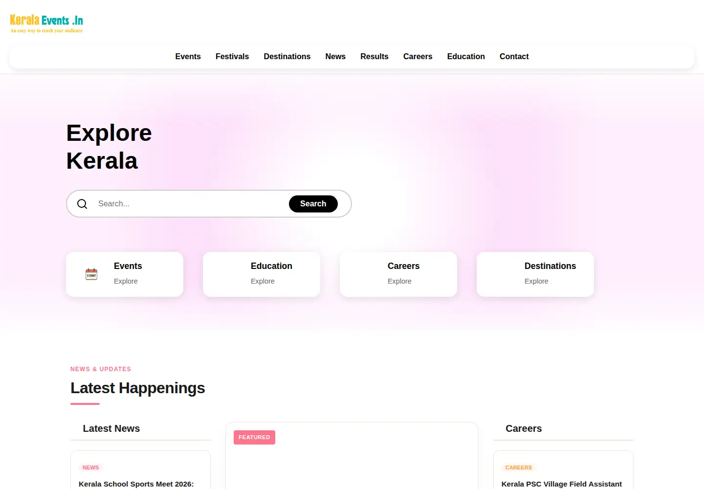 Screenshot of keralaevents.in