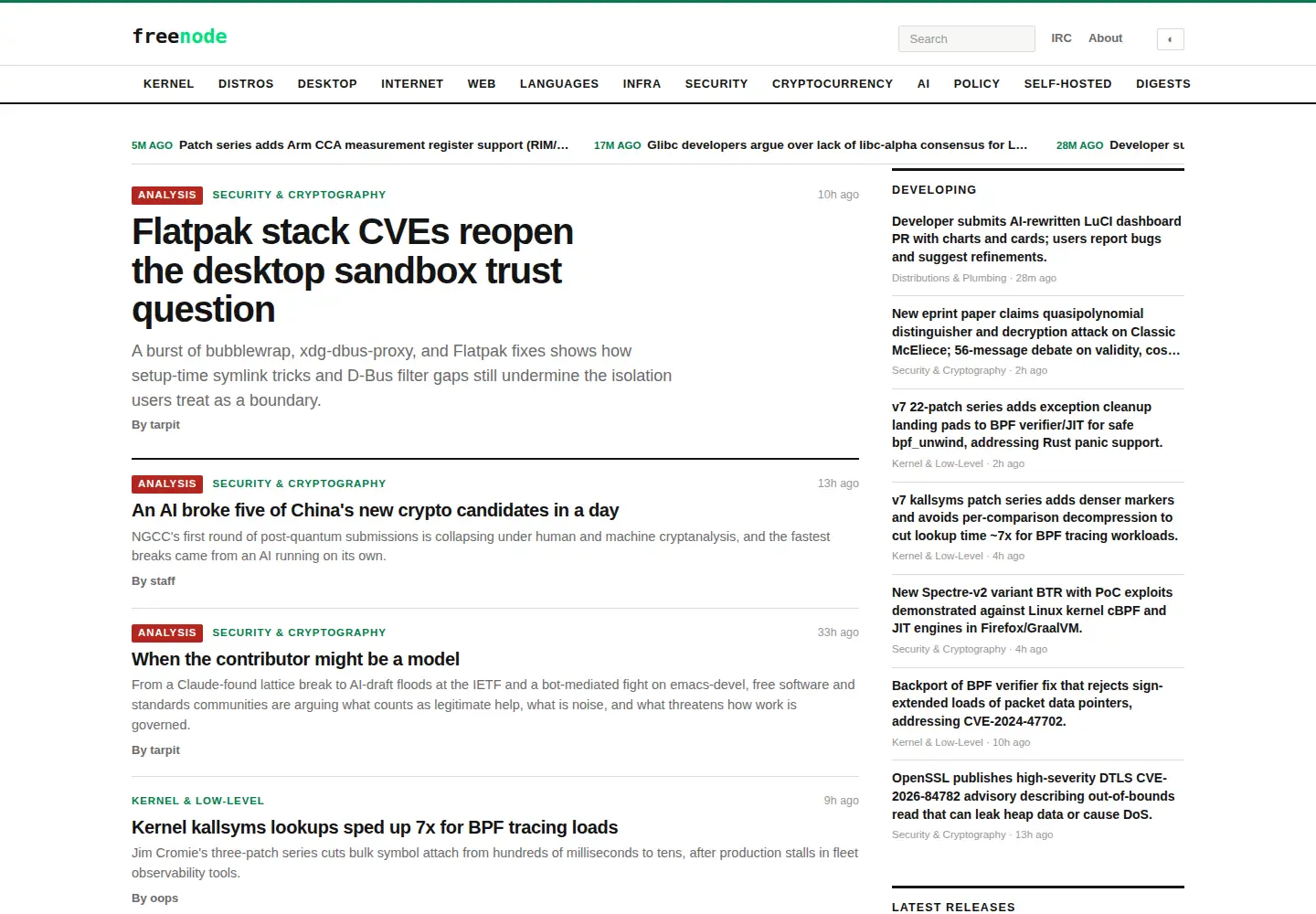 Screenshot of freenode.net
