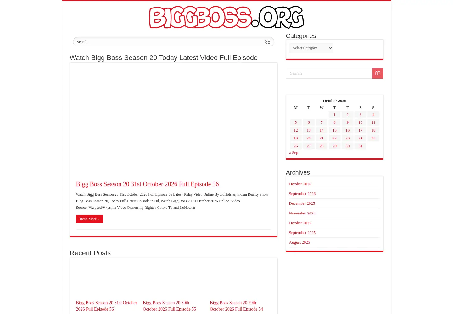 Screenshot of biggboss.org