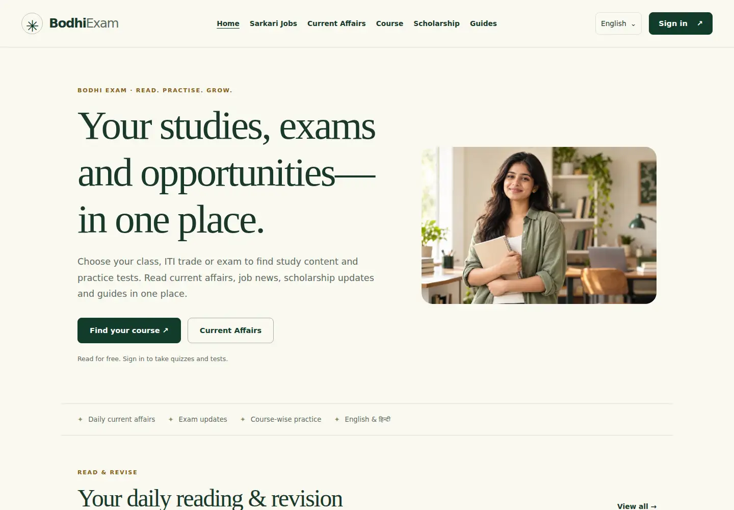 Screenshot of bodhivriksh.org