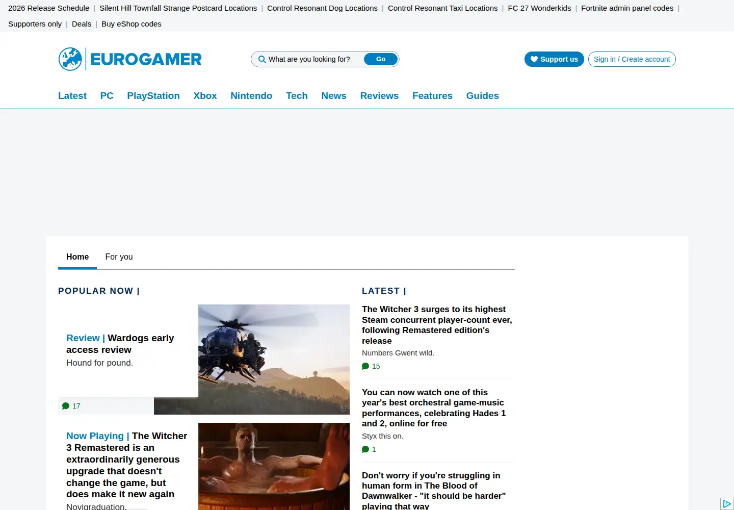 Screenshot of eurogamer.net