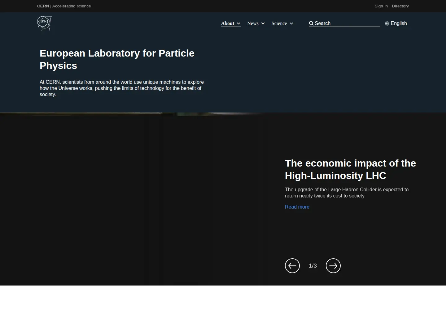 Screenshot of home.cern