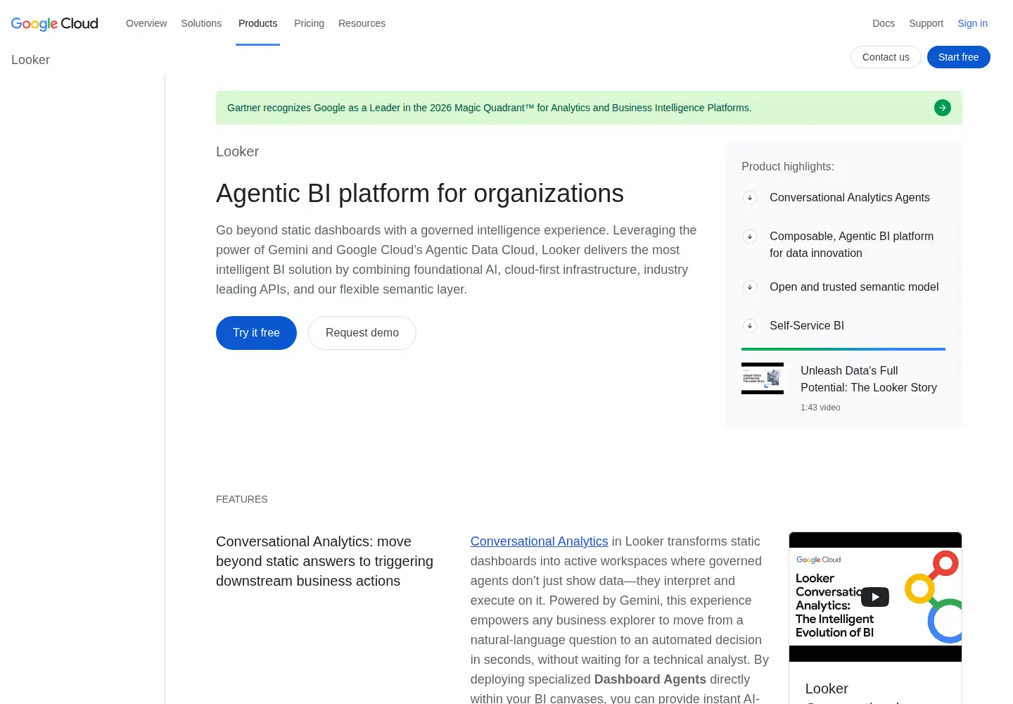 Screenshot of looker.com