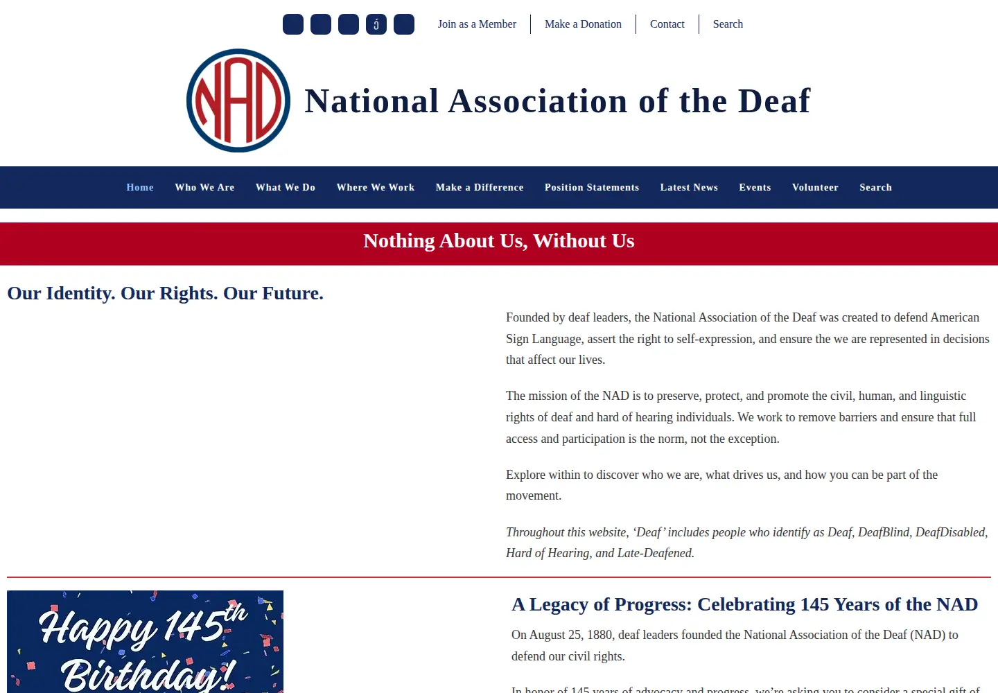 Screenshot of nad.org