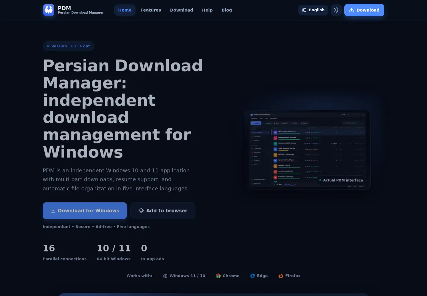 Screenshot of persiandownloadmanager.com