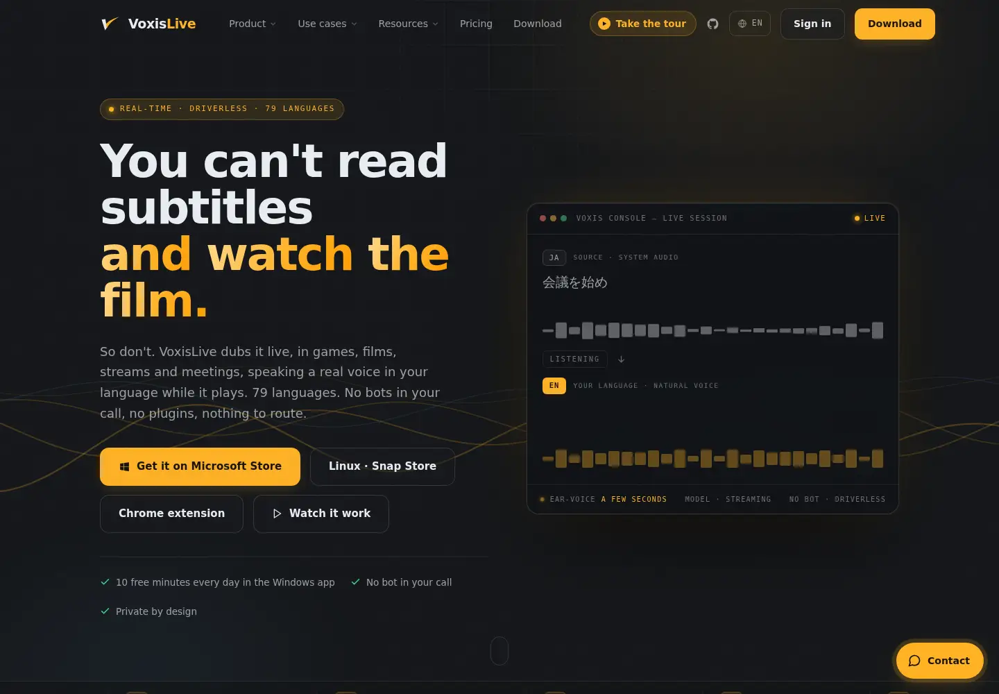 Screenshot of voxislive.com