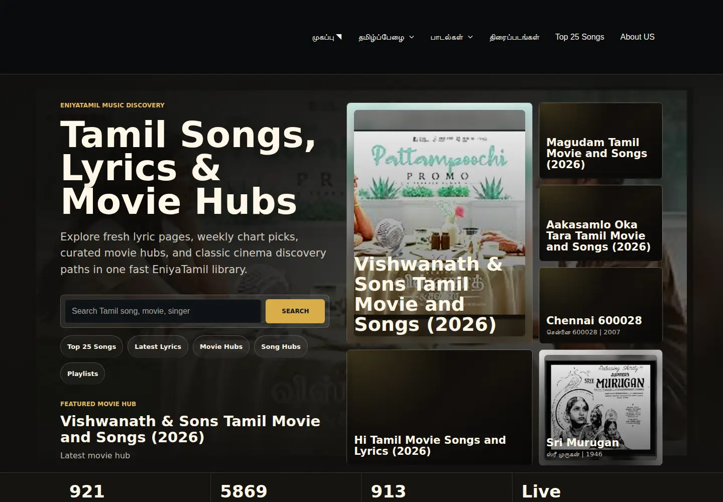 Captured homepage of eniyatamil.com in the current scan