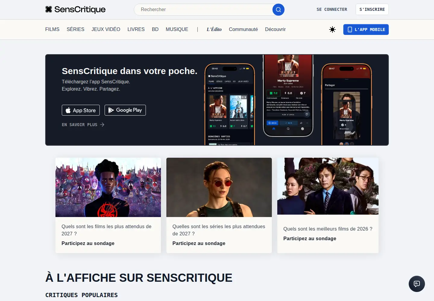 Screenshot of senscritique.com