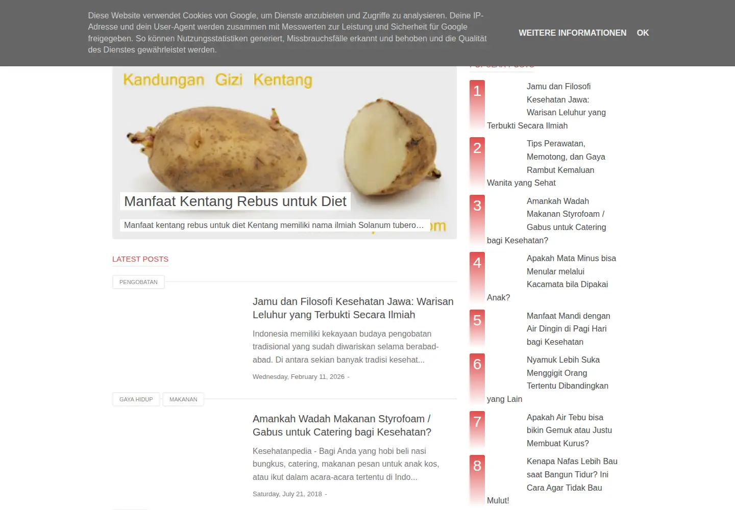 Captured homepage of kesehatanpedia.com in the current scan