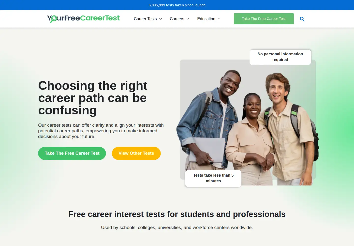 Screenshot of yourfreecareertest.com