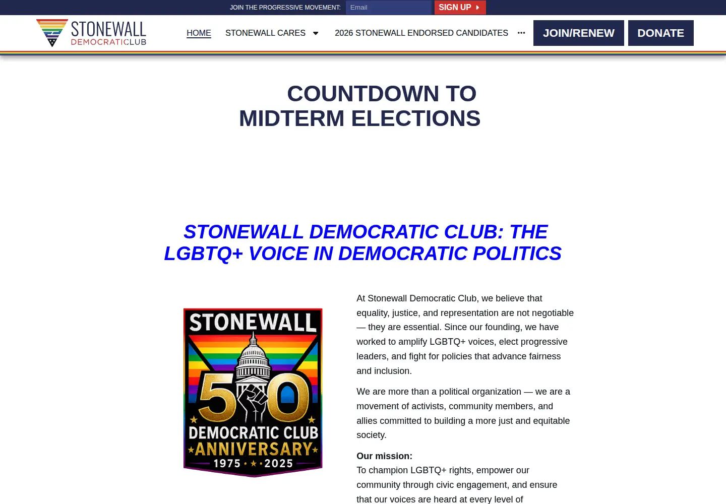 Captured homepage of stonewalldems.org in the current scan