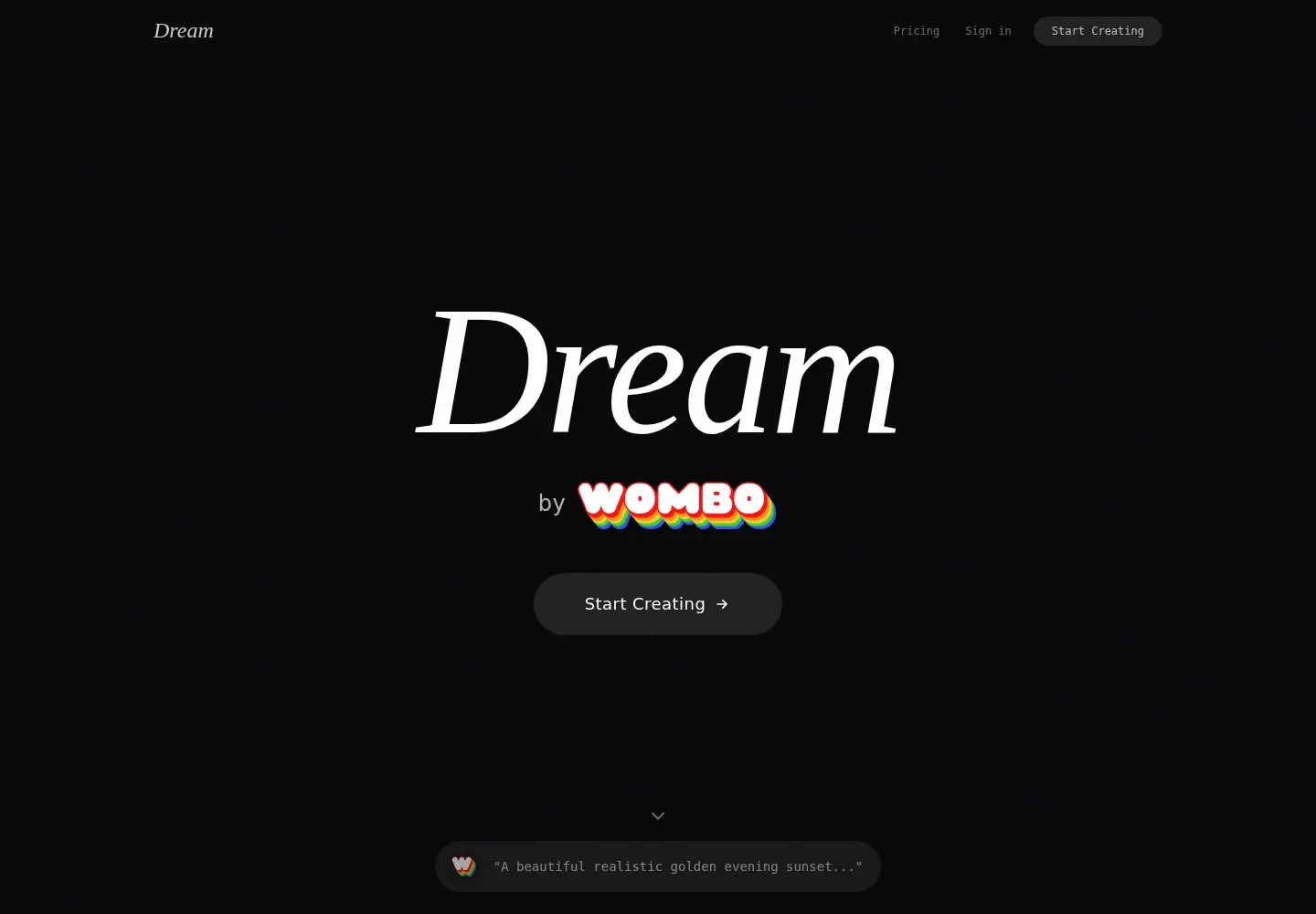Screenshot of wombo.ai