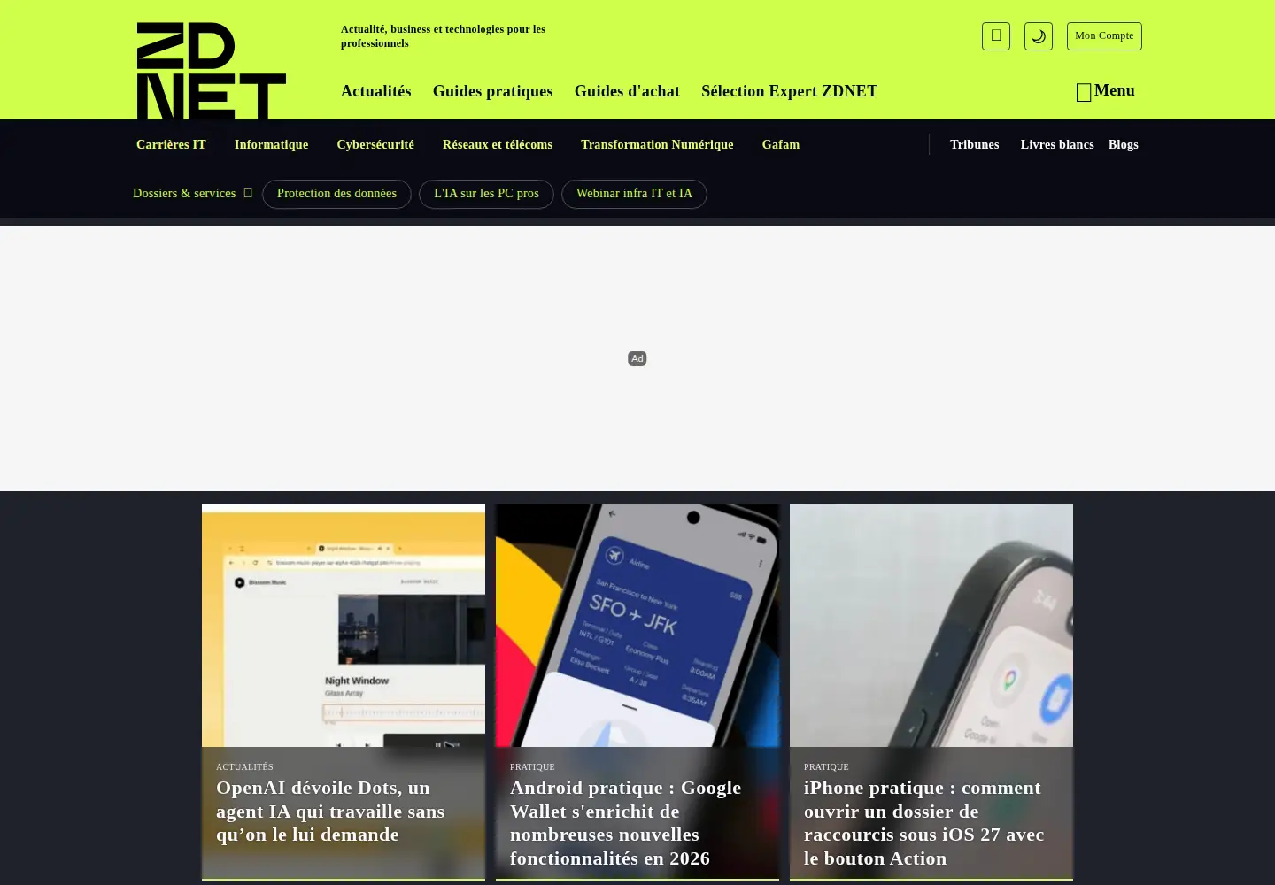 Screenshot of zdnet.fr