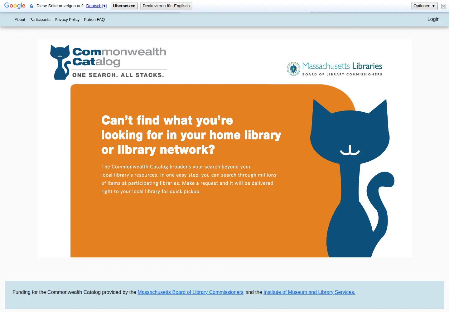 Screenshot of commonwealthcatalog.org