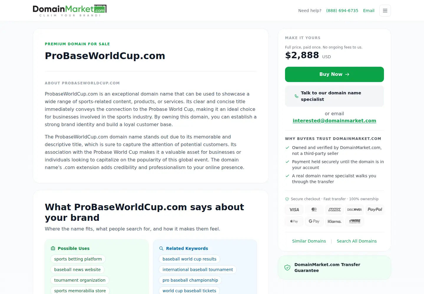 Captured homepage of probaseworldcup.com in the current scan