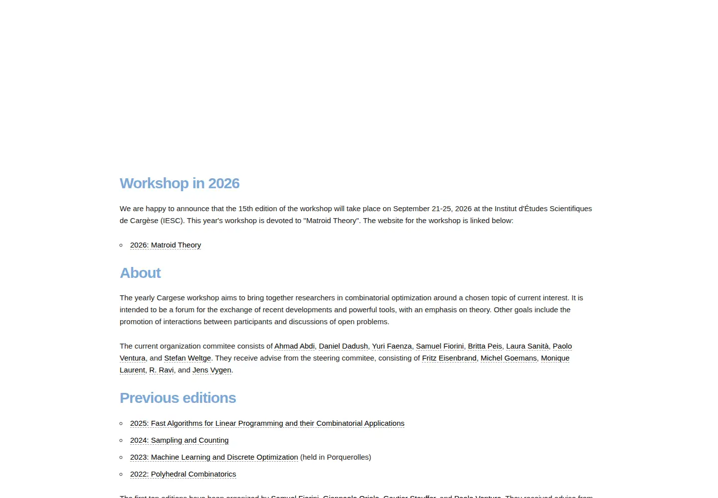 Screenshot of cargese.org