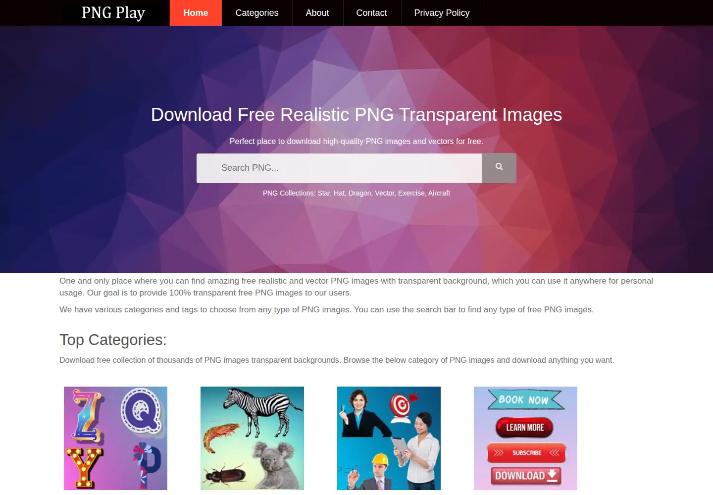 Captured homepage of pngplay.com in the current scan