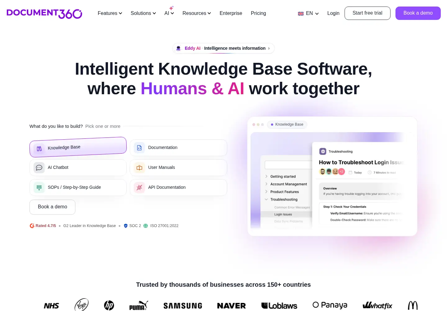 Screenshot of document360.io
