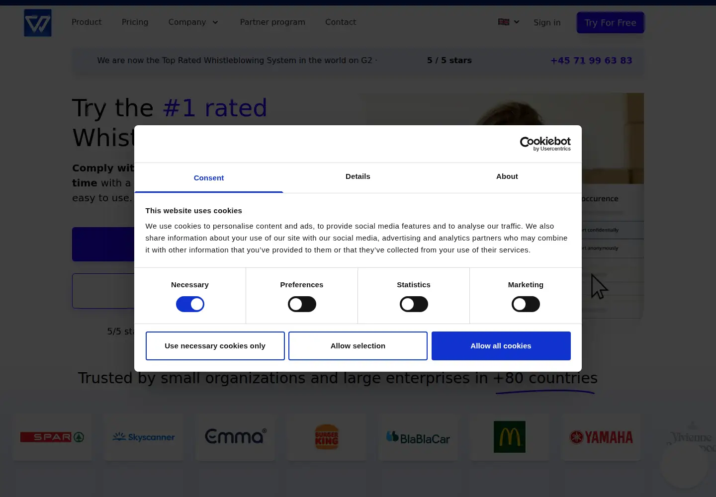 Screenshot of whistleblowersoftware.com
