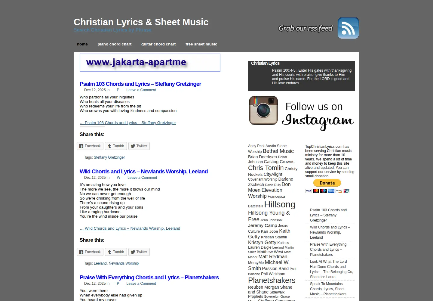 Screenshot of topchristianlyrics.com