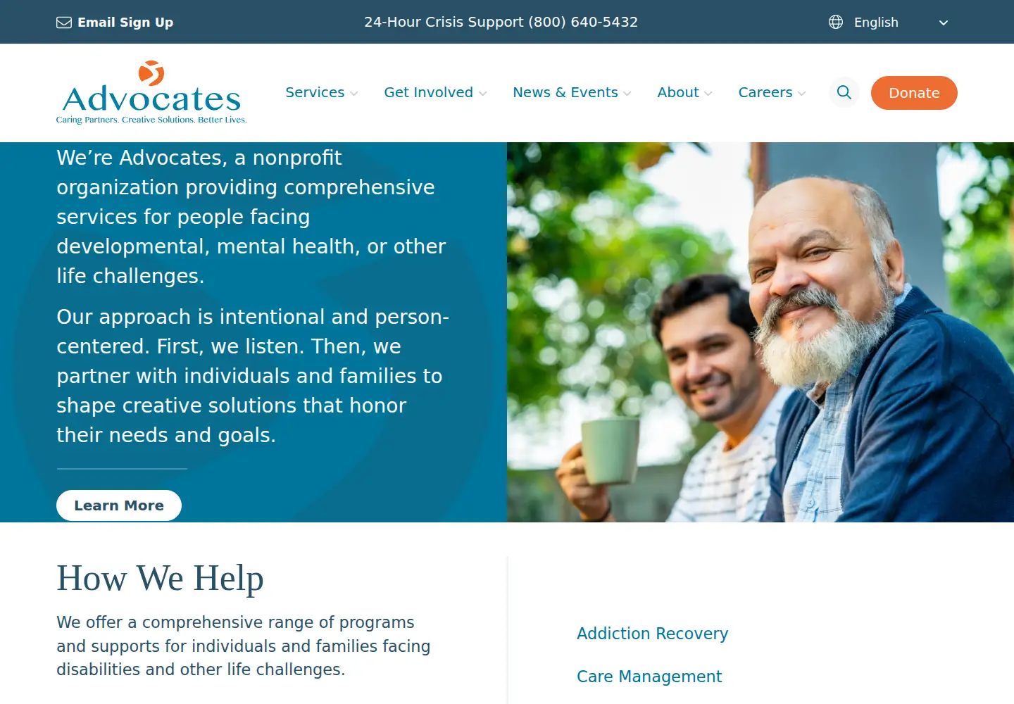 Captured homepage of advocates.org in the current scan