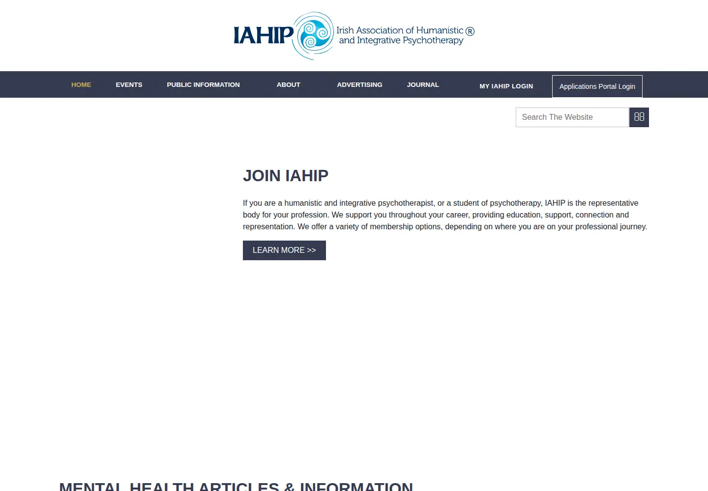 Screenshot of iahip.org
