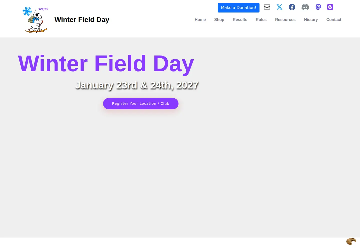 Captured homepage of winterfieldday.org in the current scan