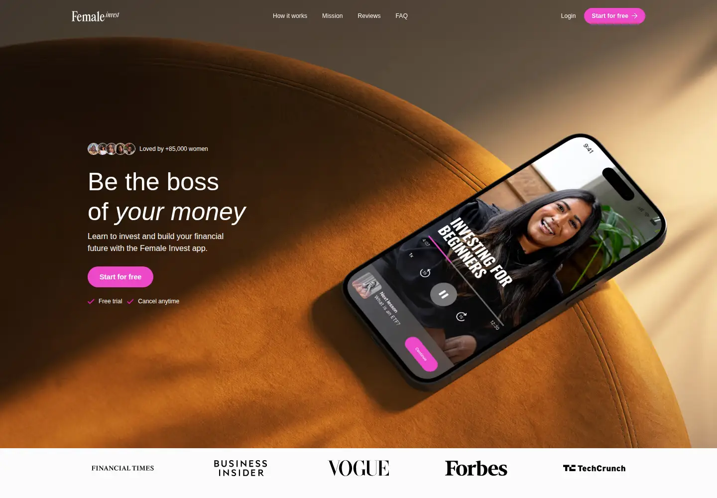 Captured homepage of femaleinvest.com in the current scan