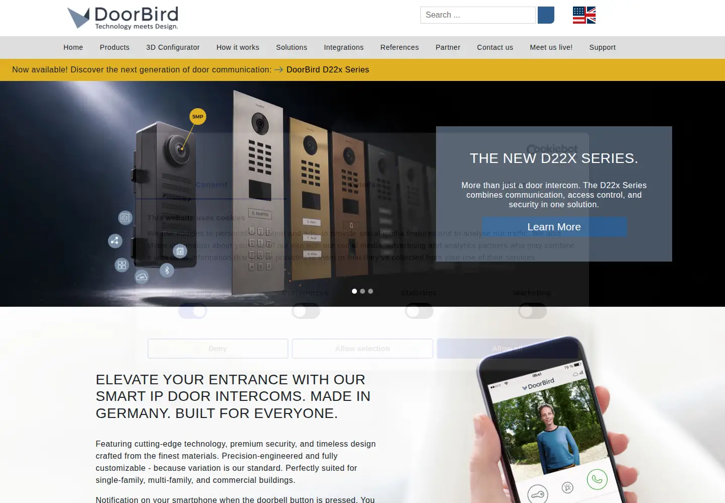 Screenshot of doorbird.com