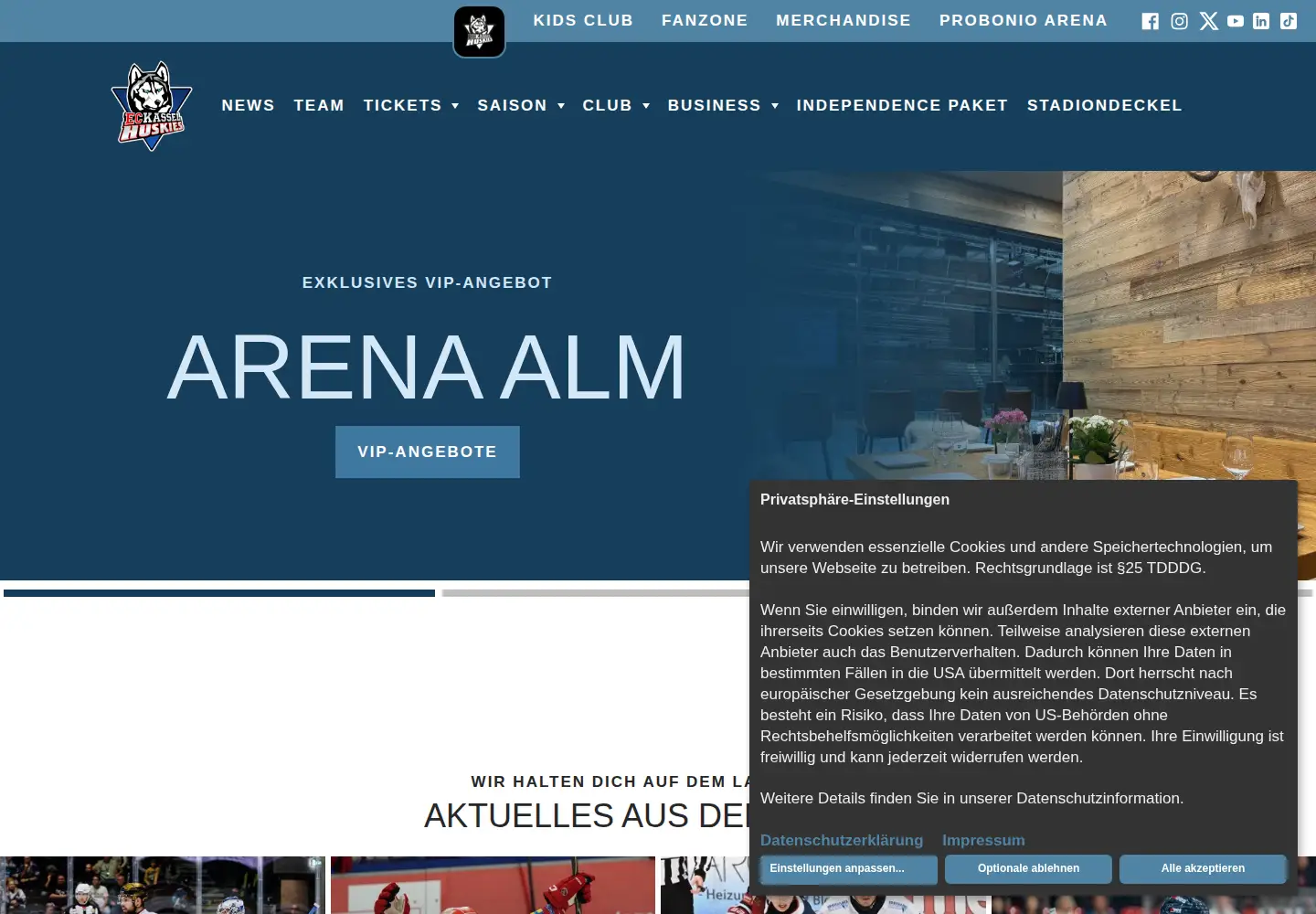 Screenshot of kassel-huskies.de