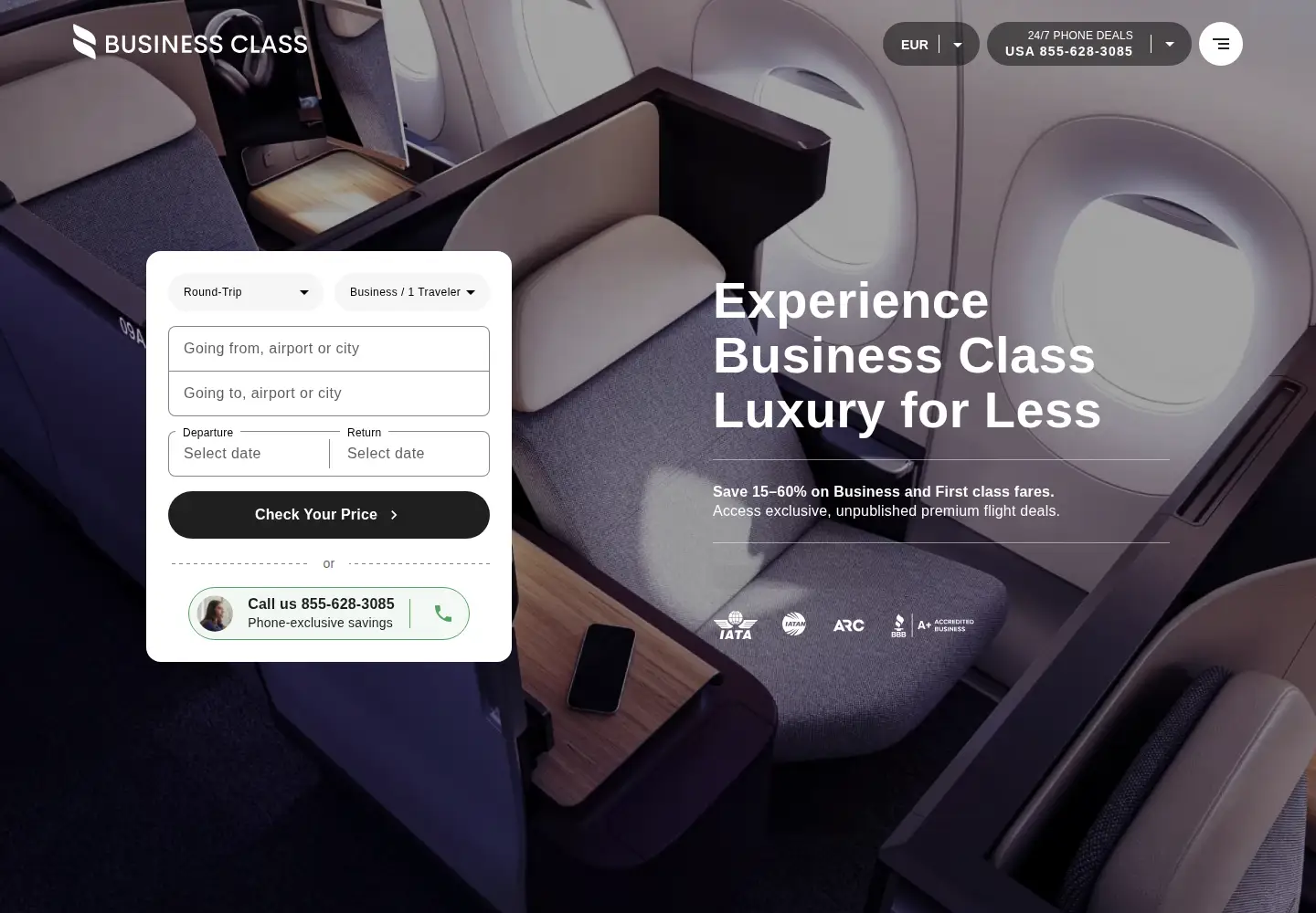 Captured homepage of business-class.com in the current scan