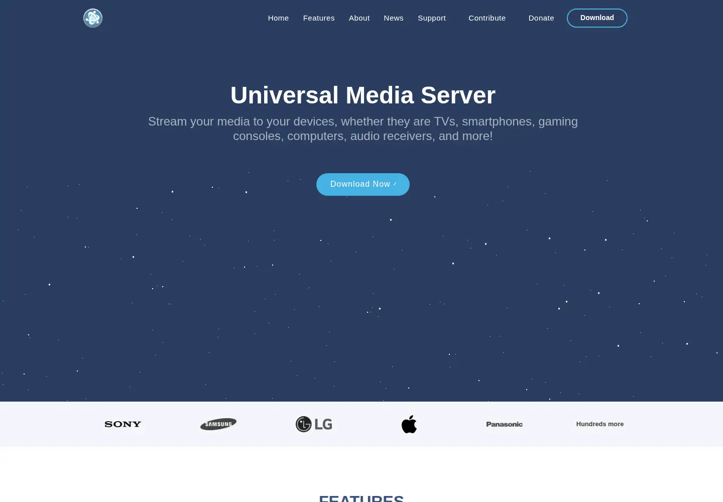 Captured homepage of universalmediaserver.com in the current scan