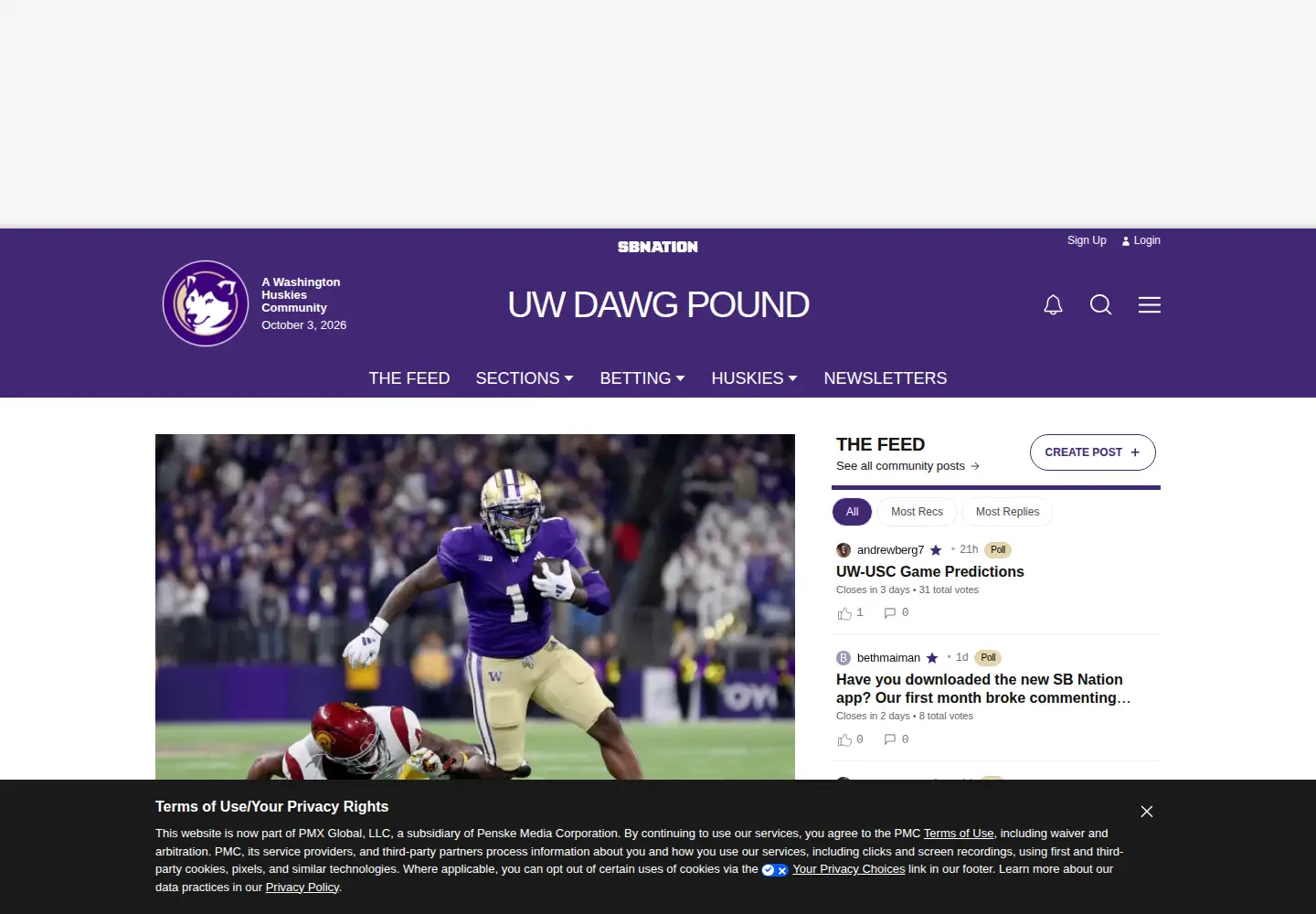 Screenshot of uwdawgpound.com
