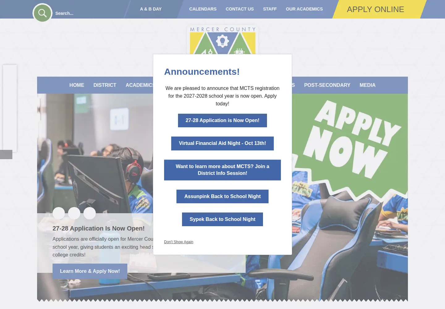 Screenshot of mcts.edu